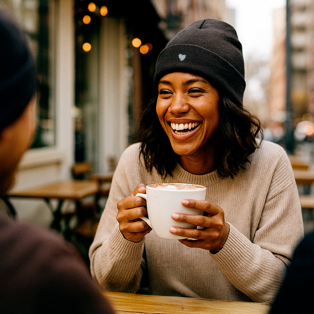 Heart Beanie Signature Gray - Gray Embroidery