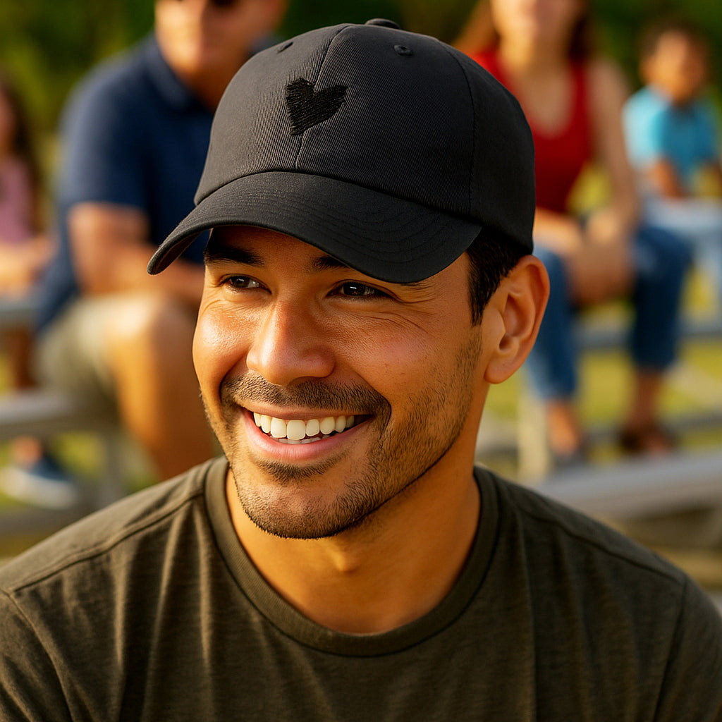 Heart Cap — Signature Gray, Black Embroidery