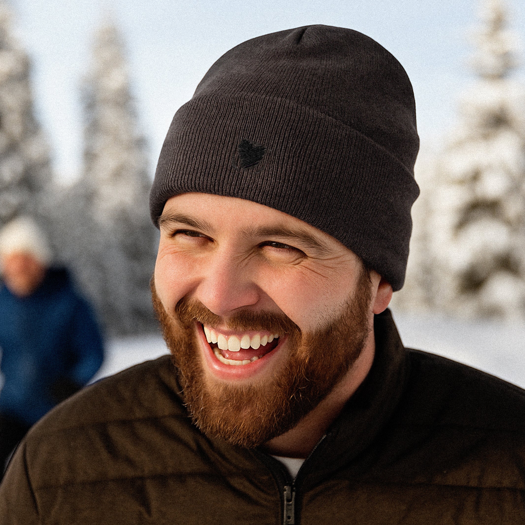 Heart Beanie Signature Gray - Black Embroidery