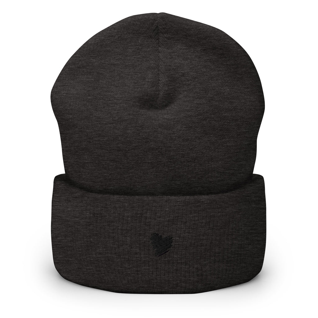 Heart Beanie Signature Gray - Black Embroidery