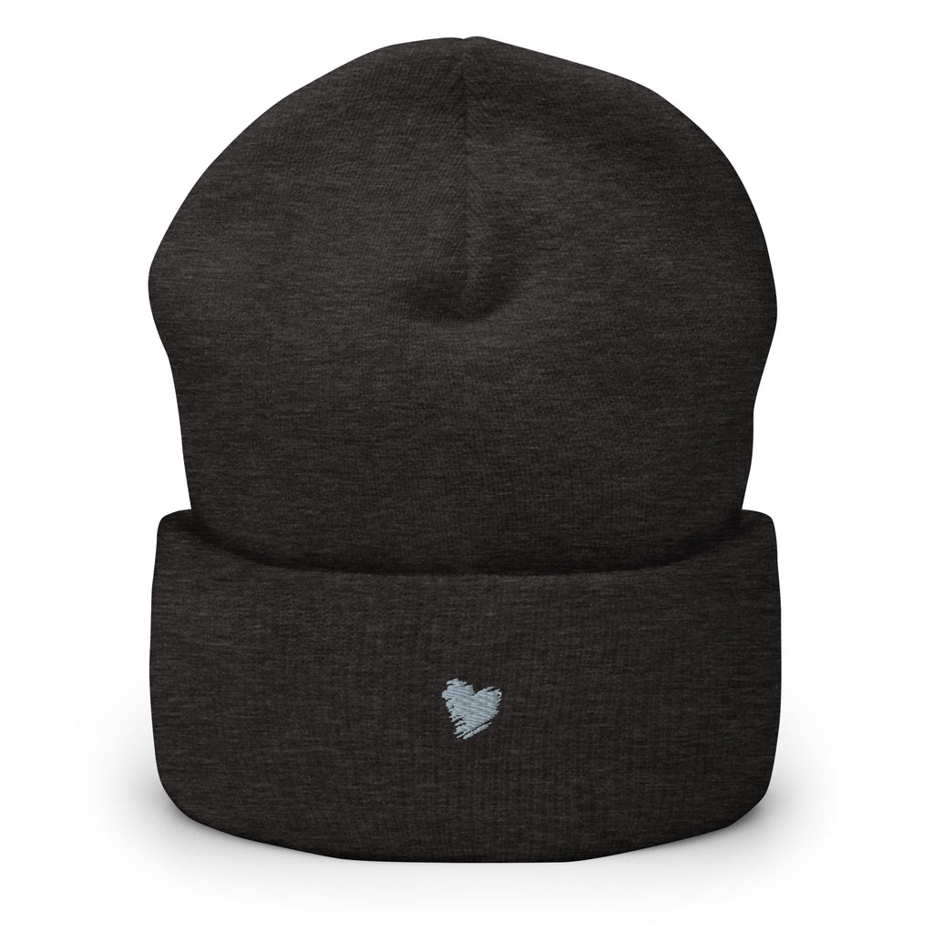 Heart Beanie Signature Gray - Gray Embroidery