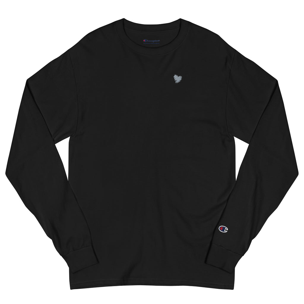 Heart Long Sleeve - Champion, Black Embroidery