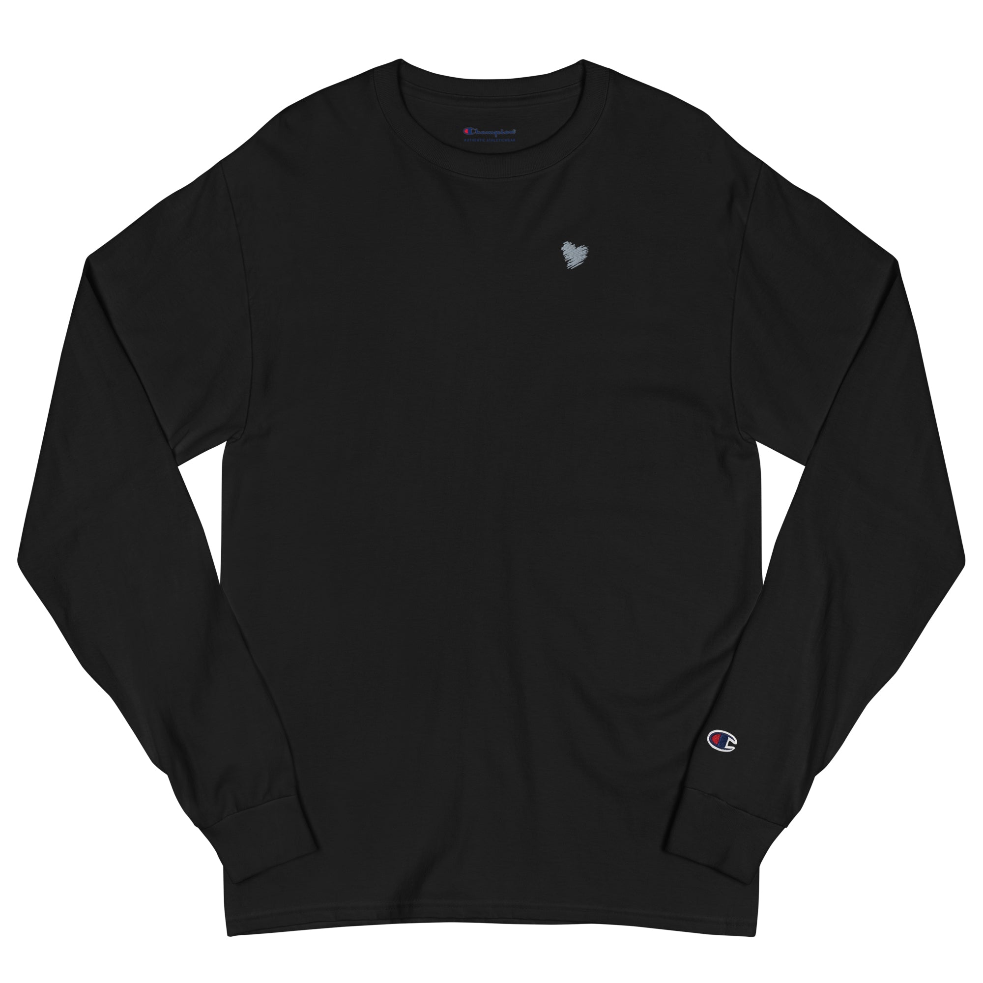 Heart Long Sleeve - Champion, Gray Embroidery